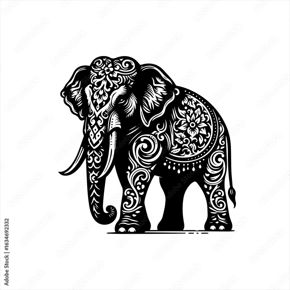 Fototapeta premium Ornate elephant illustration