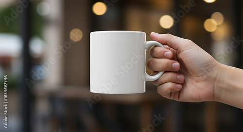 Hand holding mug mockup