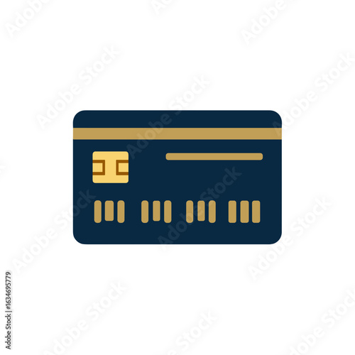Graphic representation of a credit card with gold accents showing card number and chip details