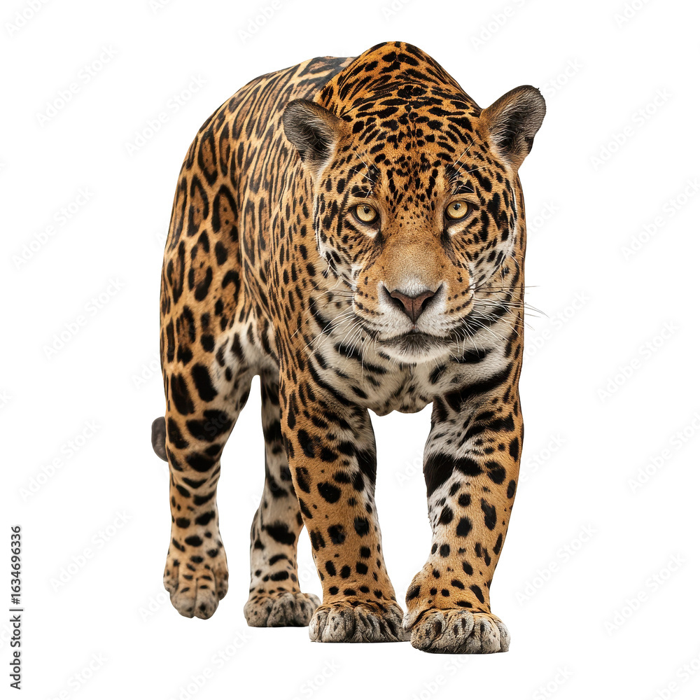 Obraz premium Jaguar prowls confidently through its territory in the wilderness showcasing striking coat patterns and powerful presence