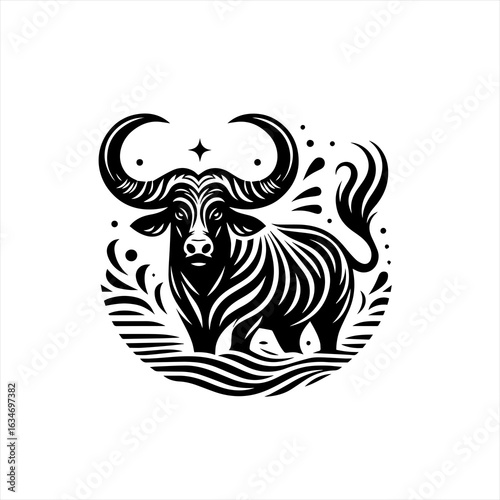 Bull with large horns