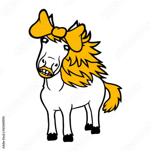 Horse Sweet Girl Female Cute Bow Tie Long Hair Fun