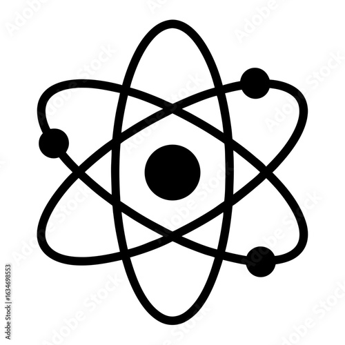 Simplified diagram representing an atom with electrons orbiting around the nucleus