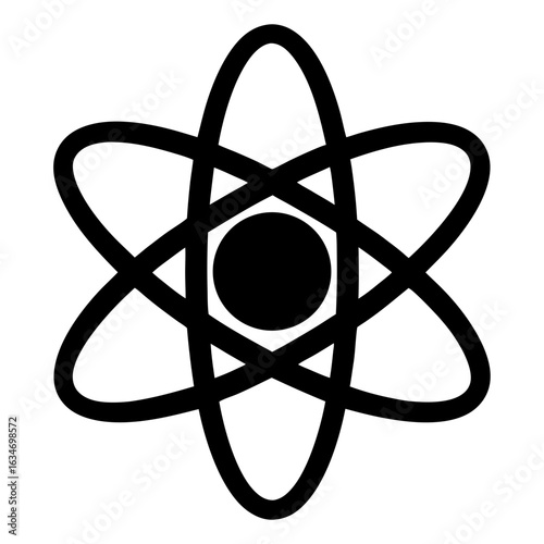 Atomic Structure Representation with Electron Orbitals Around Central Nucleus, Simple Graphic