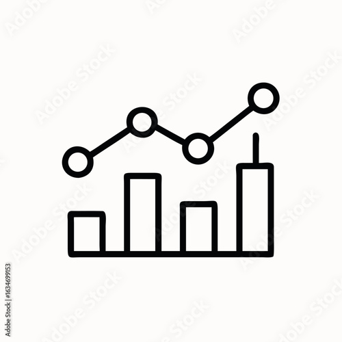 business graph icon outline on white background