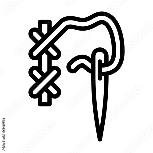 Cross Stitch Vector Line Icon Design