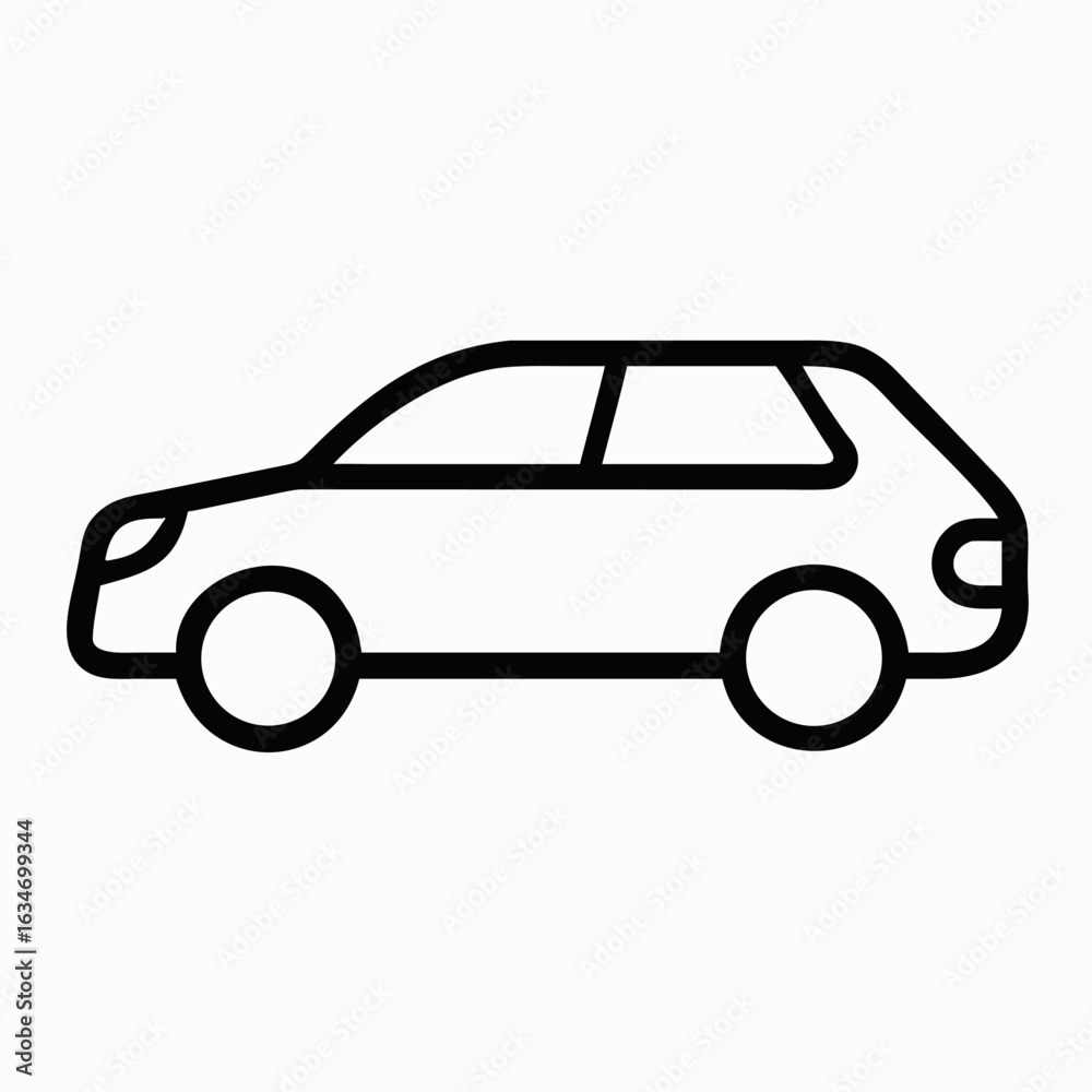 Fototapeta premium Car Simple line art icon on white background