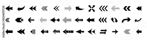 Arrow icon set. Arrow. Cursor. Black vector arrows icons. Collection different arrows sign. Modern simple arrows. Black arrow pointing to the right. Black direction pointer. Vector illustration.	