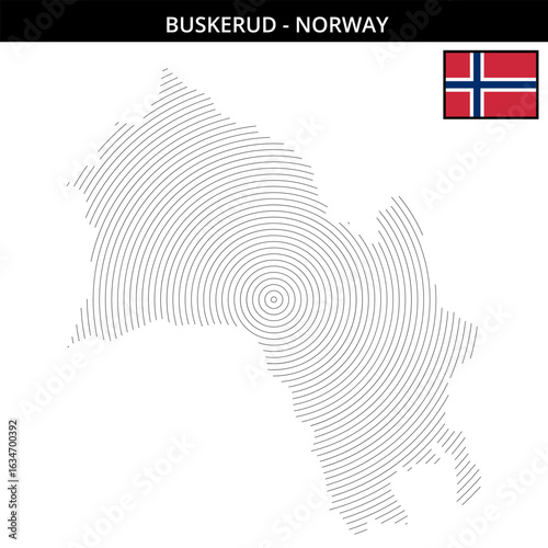 Buskerud in Norway with its unique geographical map