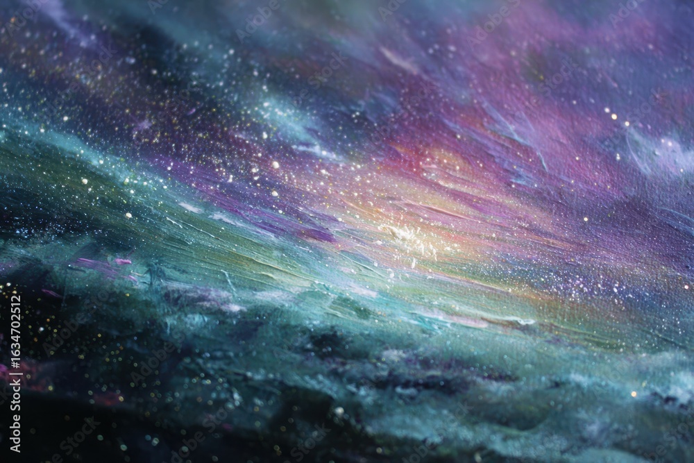 Naklejka premium Exploration of nebulae in a cosmic symphony of colors and textures depicting the beauty of the universe in vibrant brushstrokes