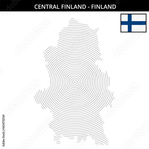 Central Finland with its unique geographical map and flag