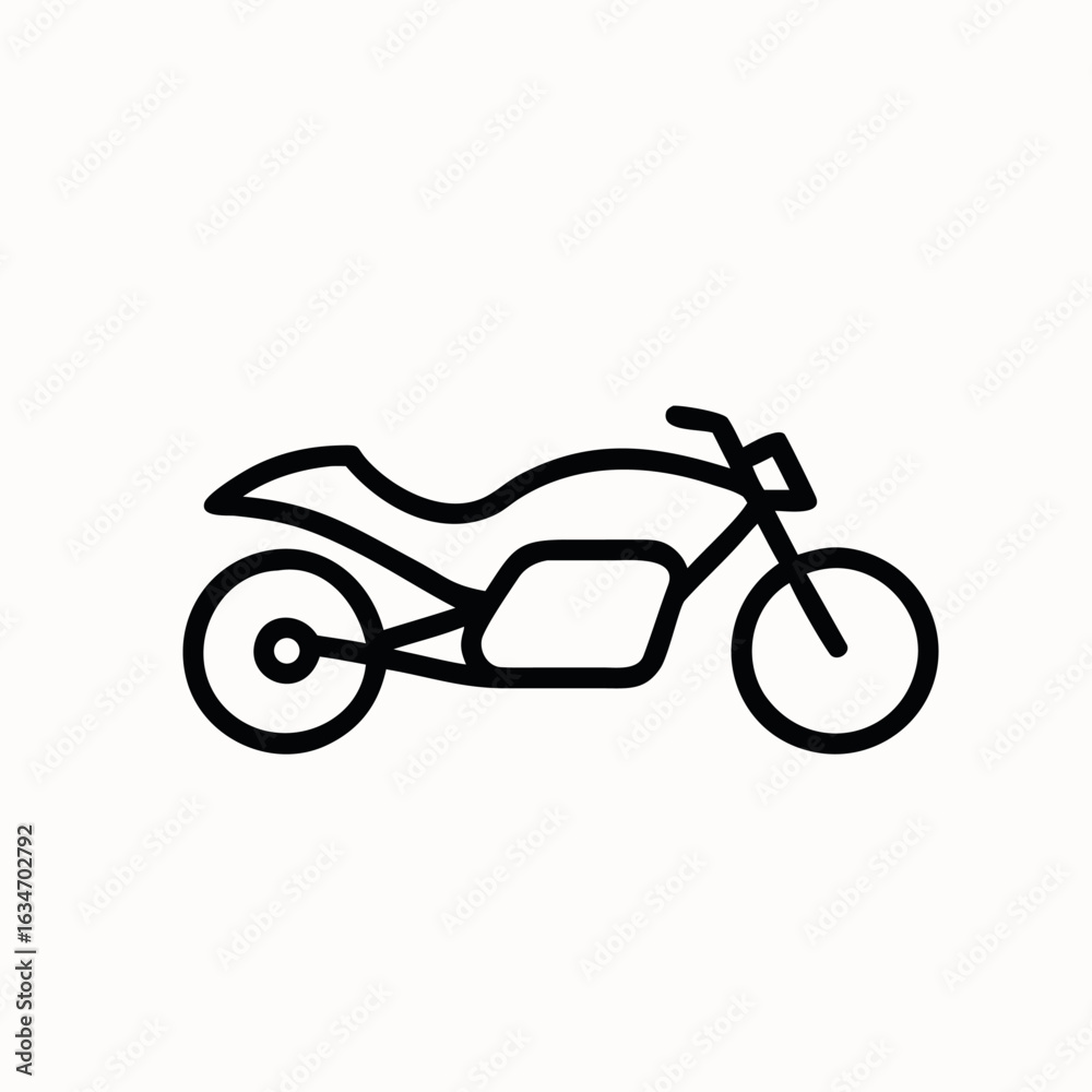 Fototapeta premium Simple outline of a motorcycle on white background