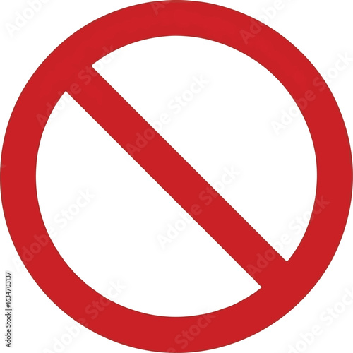 Red warning icon.No entry sign or stop . Red circle sign stop entry ang slash line isolated on transparent background.
