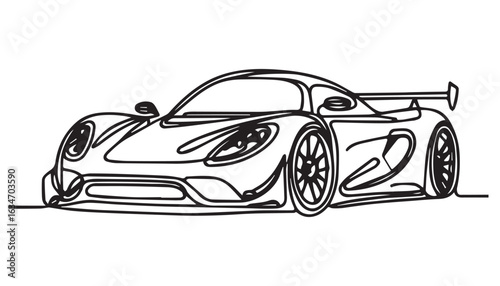 Continuous one single minimal line drawing roadster car