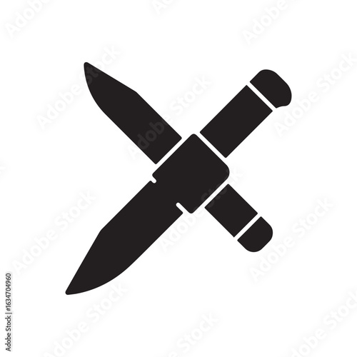Army Military Knife  Hunting Blade Holster Solid Flat Vector Icon Isolated on White Background