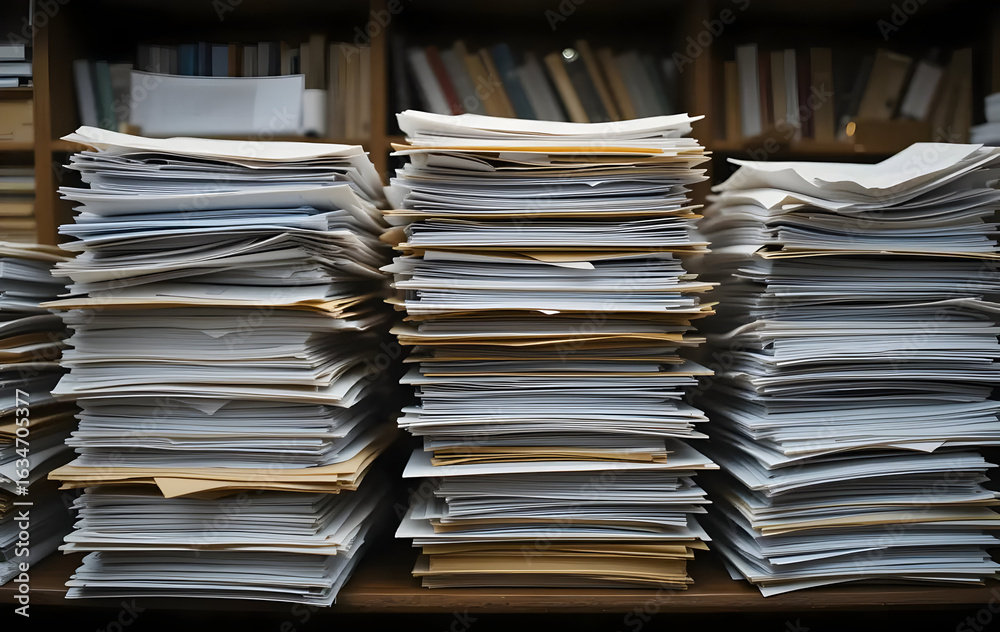 Obraz premium Stacks of paperwork in the office