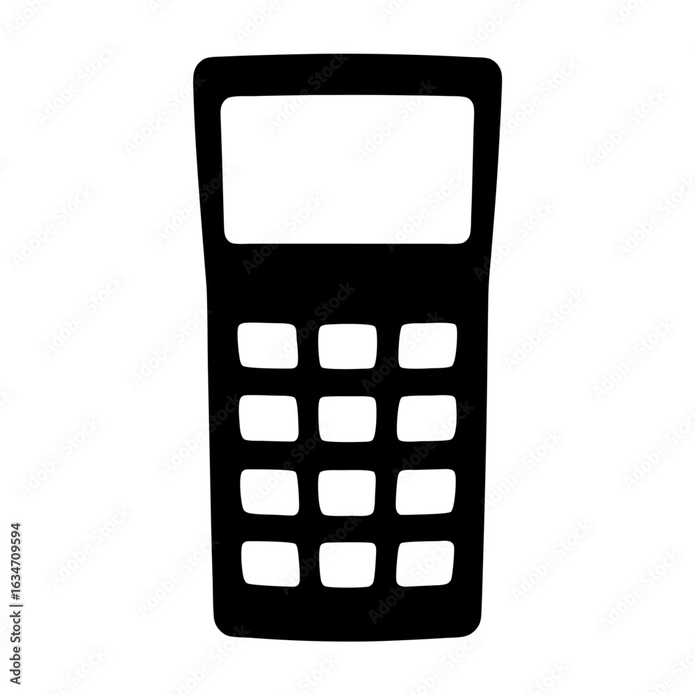 Black and white calculator icon, a simple mathematical tool representation Black and white calculator icon, a simple mathematical tool representation