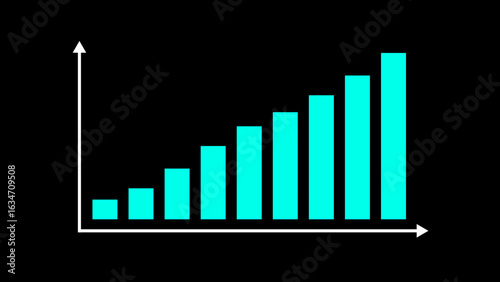 Business graph and bar chart with rising arrow illustration on background.