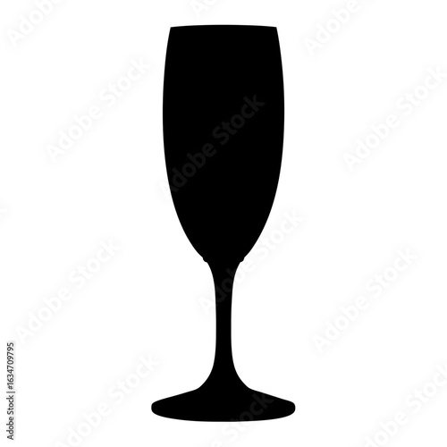 Elegant Champagne Flute Silhouette Against White Background Representing Celebrations and Festivities