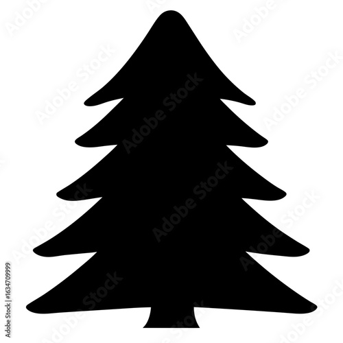 Silhouette of a stylized Christmas tree isolated on a white background
