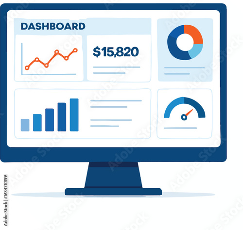 Financial dashboard with KPI metrics and analytics Illustration