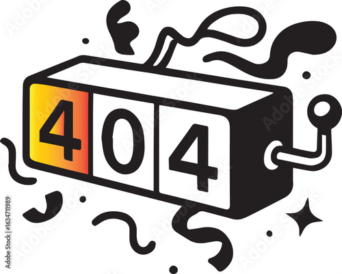 Error page flip clock with celebratory elements page not found retro