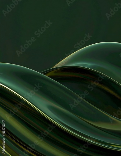 Abstract dark green liquid waves