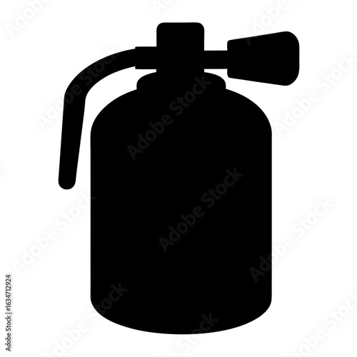 Spray bottle icon for cleaning or gardening use, Black silhouette of a spray bottle with nozzle and handle, commonly used for cleaning, gardening, or household product illustrations.

