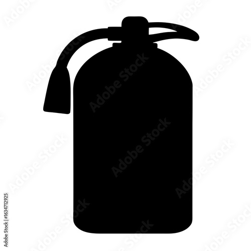 Simple black silhouette of a standard fire extinguisher for emergency use