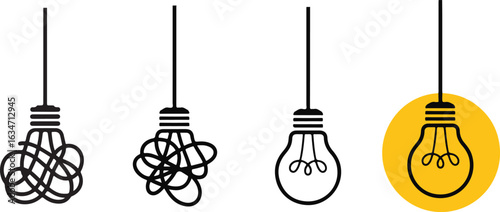 Unraveling Ideas Lightbulb Concept Showing Clarity and Problem Solving Vector