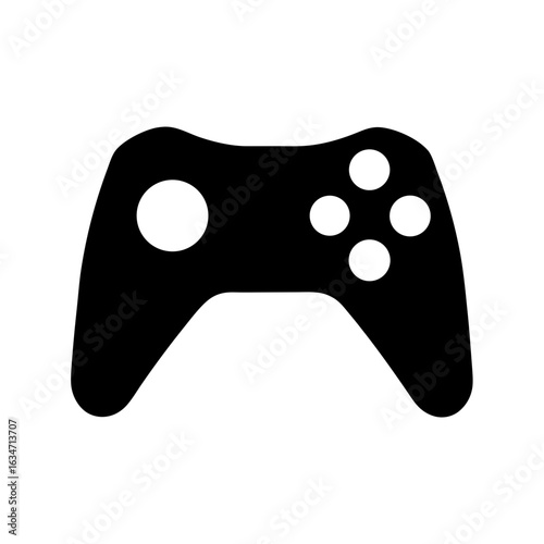 Silhouette of classic video game controller with four buttons and directional pad