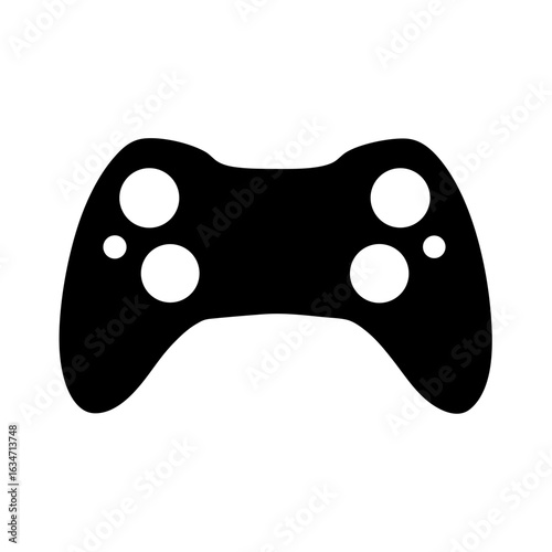Simple Black and White Video Game Controller Icon for Gaming Devices