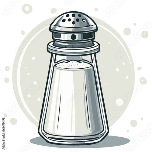 Classic Glass Salt Shaker Filled with Granules and Metal Top with Holes
