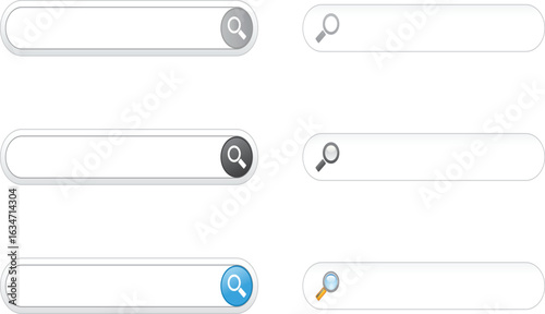 Web Search Bar Vector Set – Modern UI Search Boxes, Input Fields, Navigation Bars, and Interface Elements for Websites and Apps.