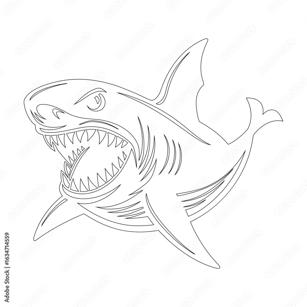 Obraz premium Grinning Shark Vector Illustration
