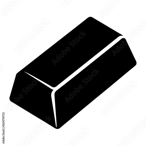A black and white vector graphic of a solid gold bar illustration