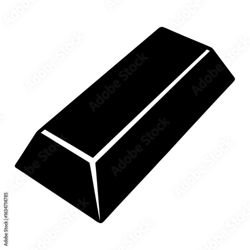 Simple Black Silhouette of a Gold Bar, Symbol of Wealth and Value
