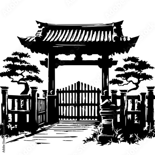 Japanese gate silhouette