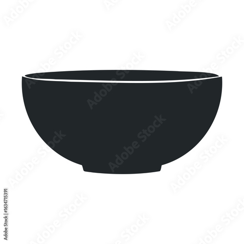 Minimalistic black bowl on white background