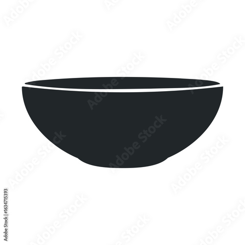 Minimalist black bowl silhouette design on white background