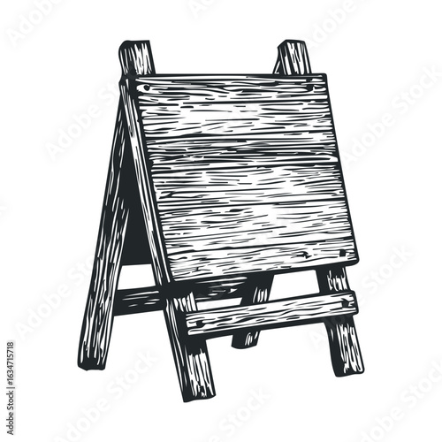 Rustic wooden chalkboard easel stand with blank surface for restaurant or cafe signage