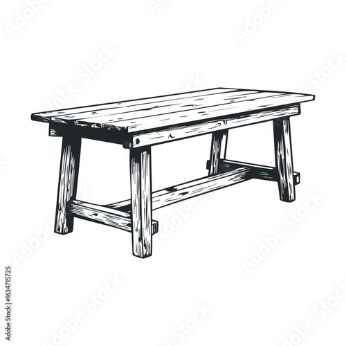 Rustic wooden table illustration - simple sturdy furniture design