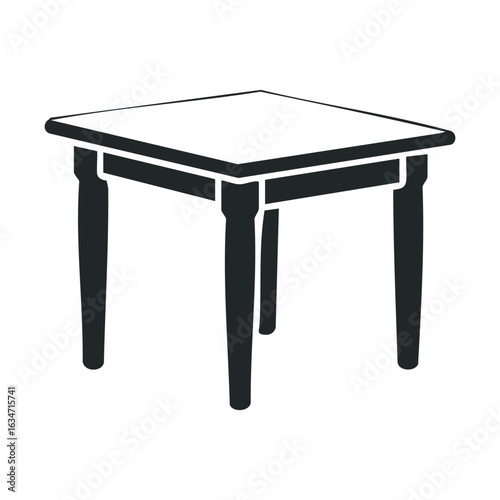 Minimalist black and white square wooden table icon design