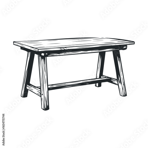 Rustic wooden table illustration: classic design with detailed texture