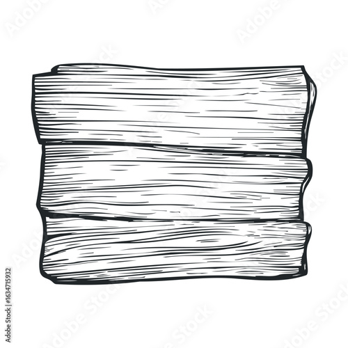 Hand-drawn wooden planks vector illustration with detailed rustic texture