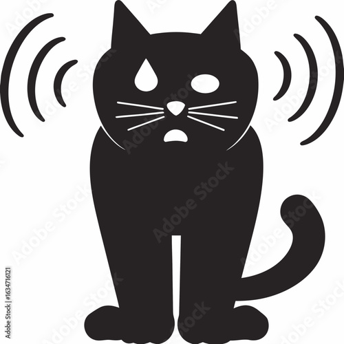 Cartoon cat illustration showing hearing loss with transparency