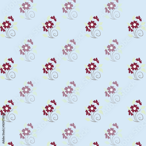 Cheerful Flower Pattern with Daisies and Tulips on Beige
