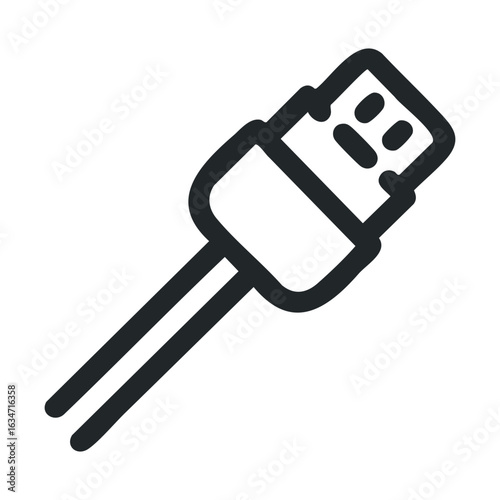 Black and white usb flash drive icon isolated on white background
