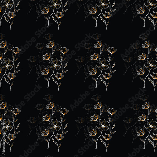 Cheerful Flower Pattern with Daisies and Tulips on Beige