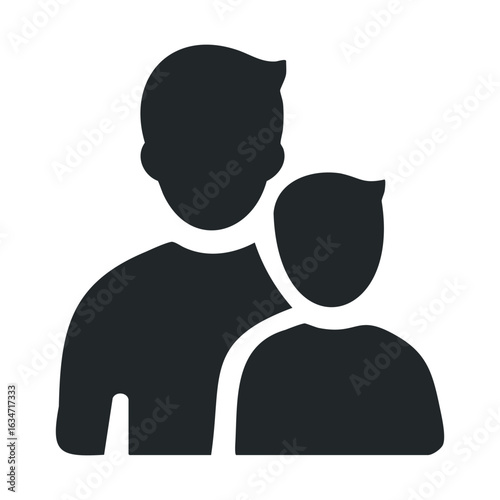 Silhouette of two people: adult and child in profile